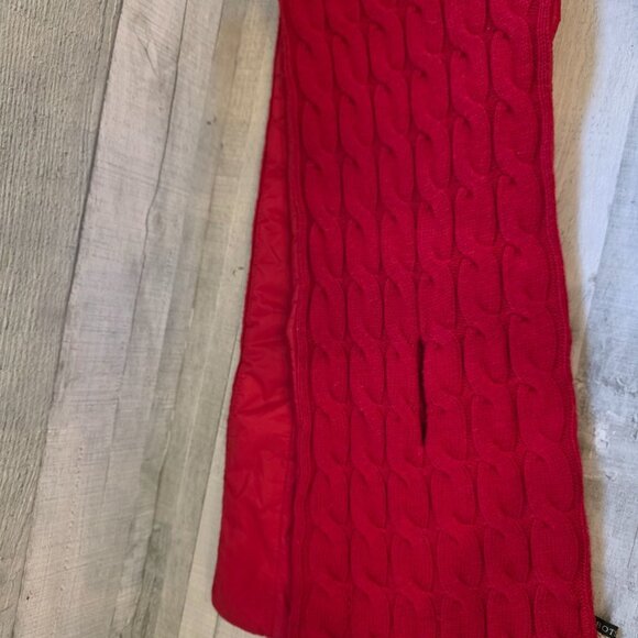 Talbots Red Cable Knit Scarf Quilted Reverse Side Lambswool Bld Winter Accessory - Picture 1 of 7